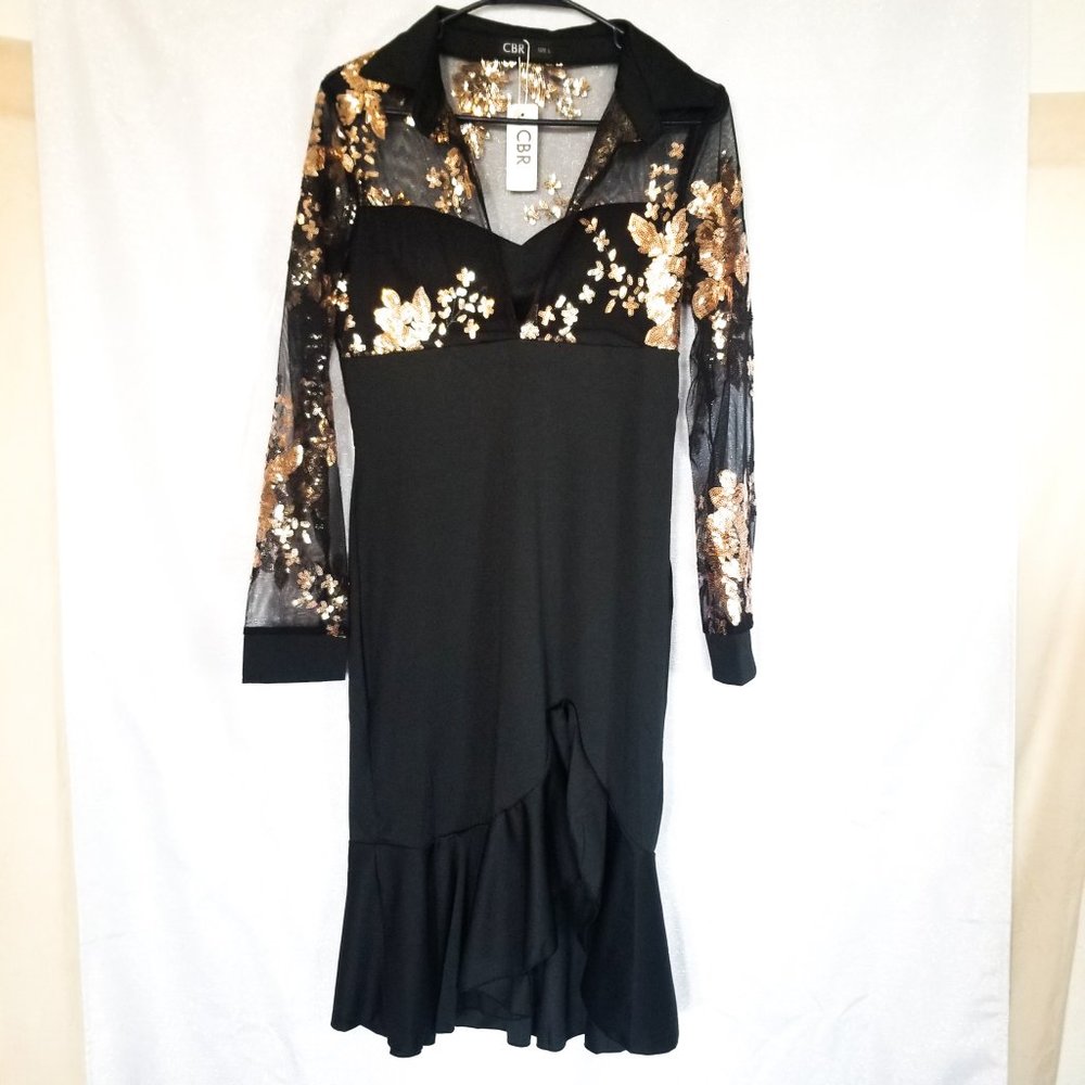 Chic Dress with Rose Sequins